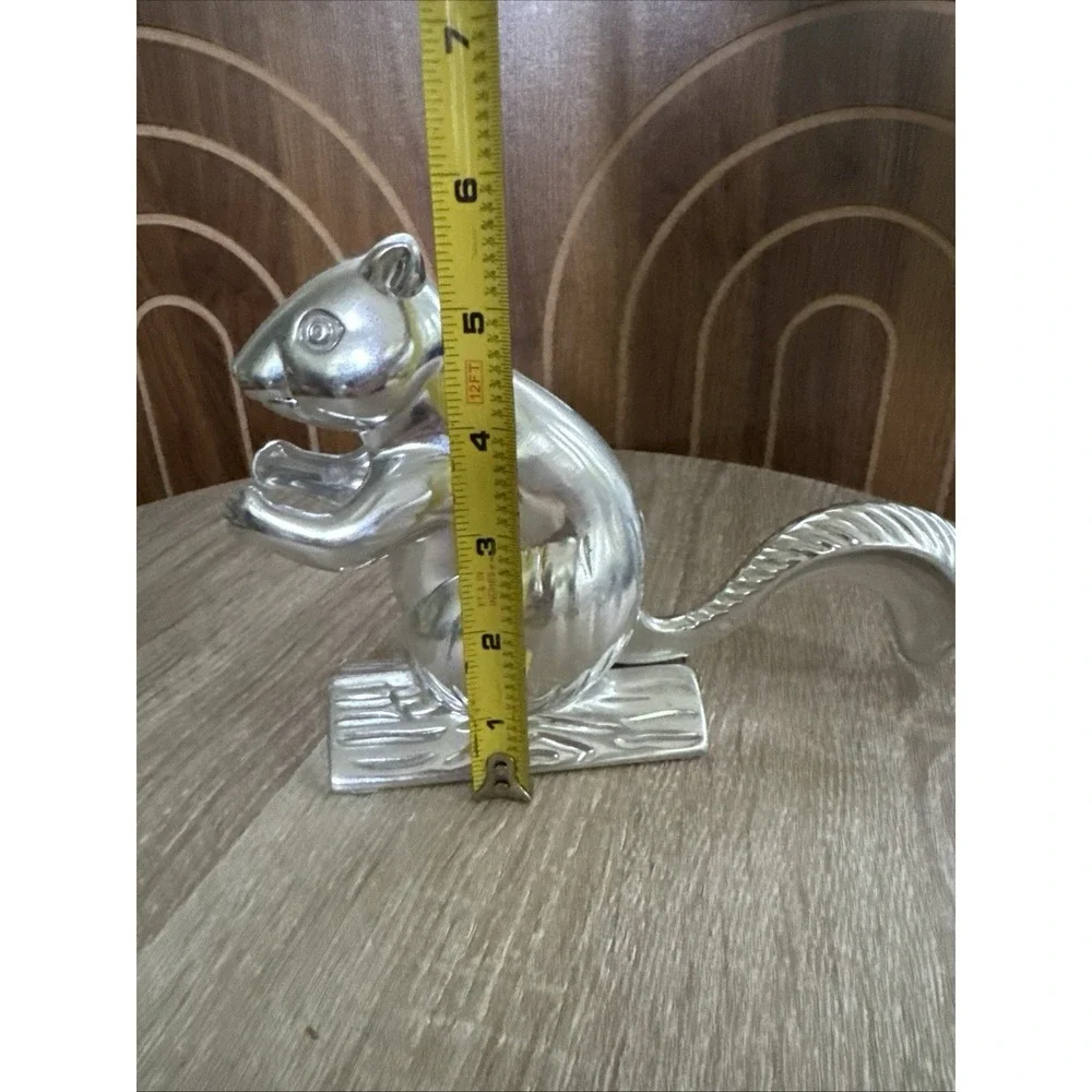 Squirrel Nutcracker Nut Cracker Mechanical Cast Aluminum Silver Color Figural